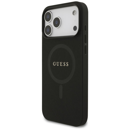 MagSafe-hoesje voor Apple iPhone 18 Pro Max / 17 Pro Max, Guess, Saffiano, Zwart
