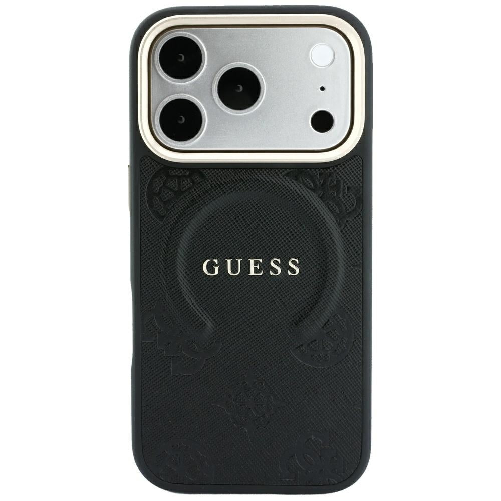MagSafe-hoes voor Apple iPhone 18 Pro Max / 17 Pro Max, Guess, Saffiano Peony Ring, Zwart