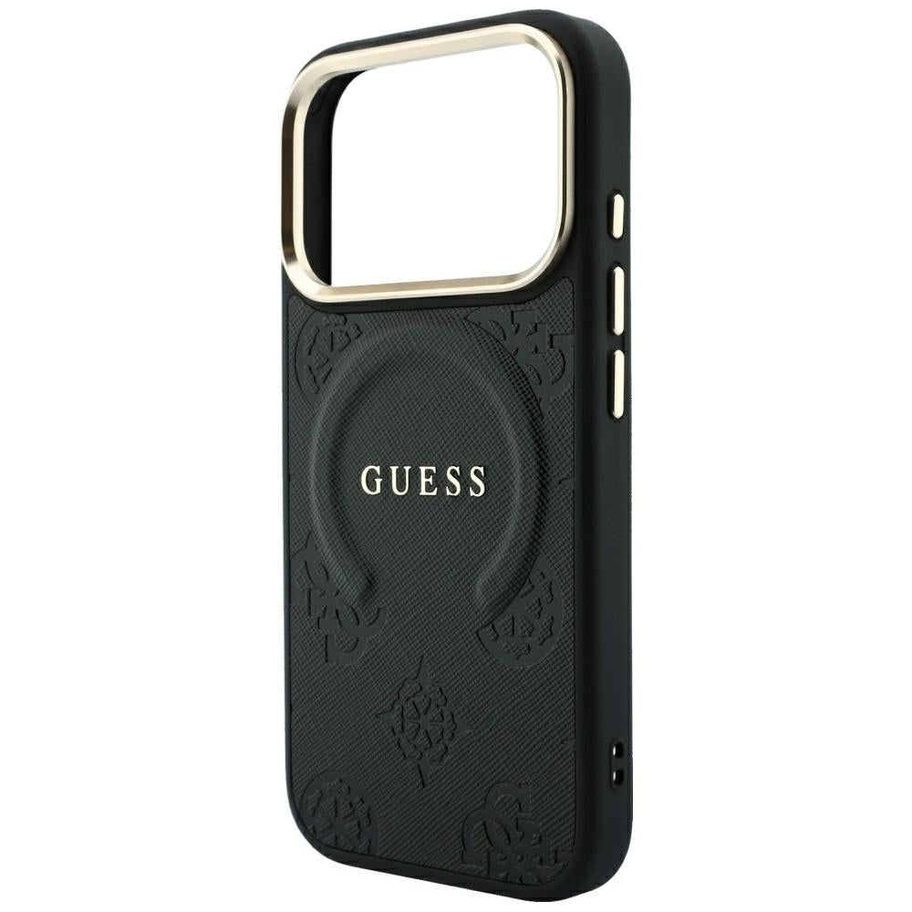 MagSafe-hoes voor Apple iPhone 18 Pro Max / 17 Pro Max, Guess, Saffiano Peony Ring, Zwart
