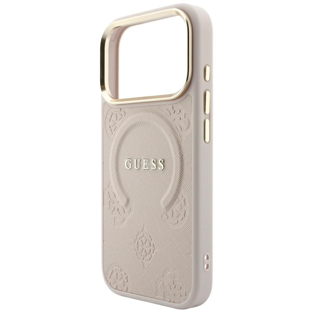 MagSafe-hoes voor Apple iPhone 18 Pro Max / 17 Pro Max, Guess, Saffiano Peony Ring, Roze