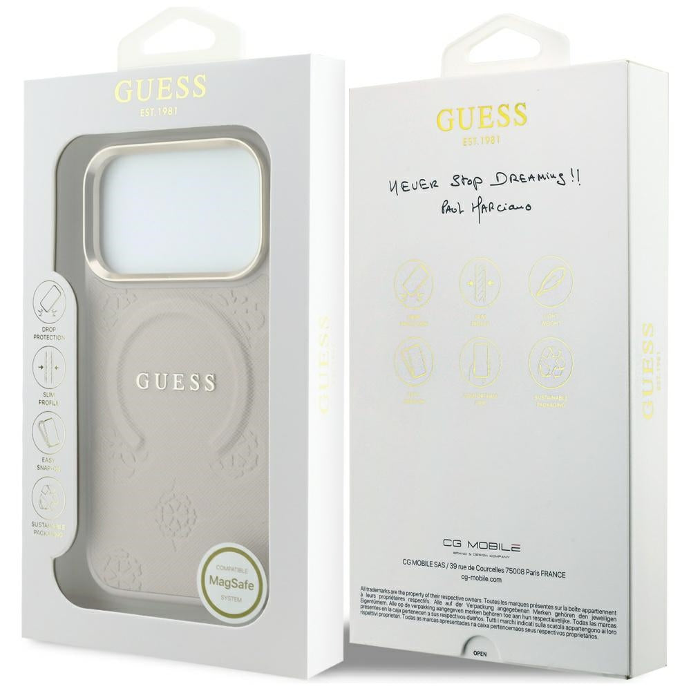 MagSafe-hoes voor Apple iPhone 18 Pro Max / 17 Pro Max, Guess, Saffiano Peony Ring, Roze