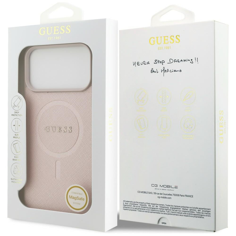 MagSafe-hoes voor Apple iPhone 18 Pro Max / 17 Pro Max, Guess, Saffiano, Roze