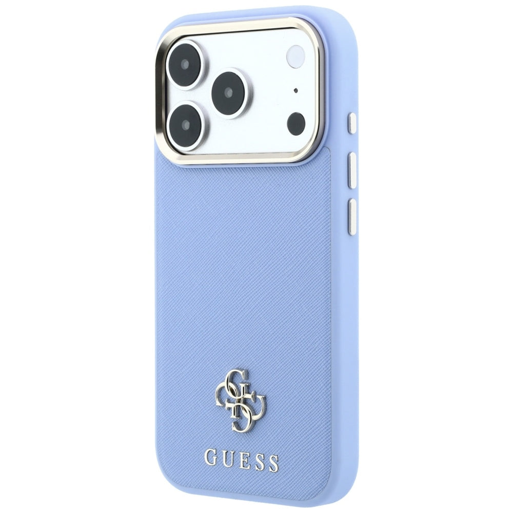 MagSafe-hoesje voor Apple iPhone 18 Pro Max / 17 Pro Max, Guess, Saffiano Small 4G Classic, Blauw