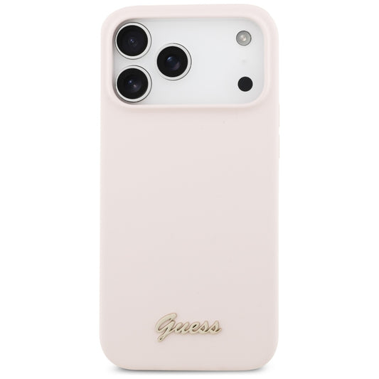 MagSafe-hoesje voor Apple iPhone 18 Pro Max / 17 Pro Max, Guess, Script Metal Logo, Roze
