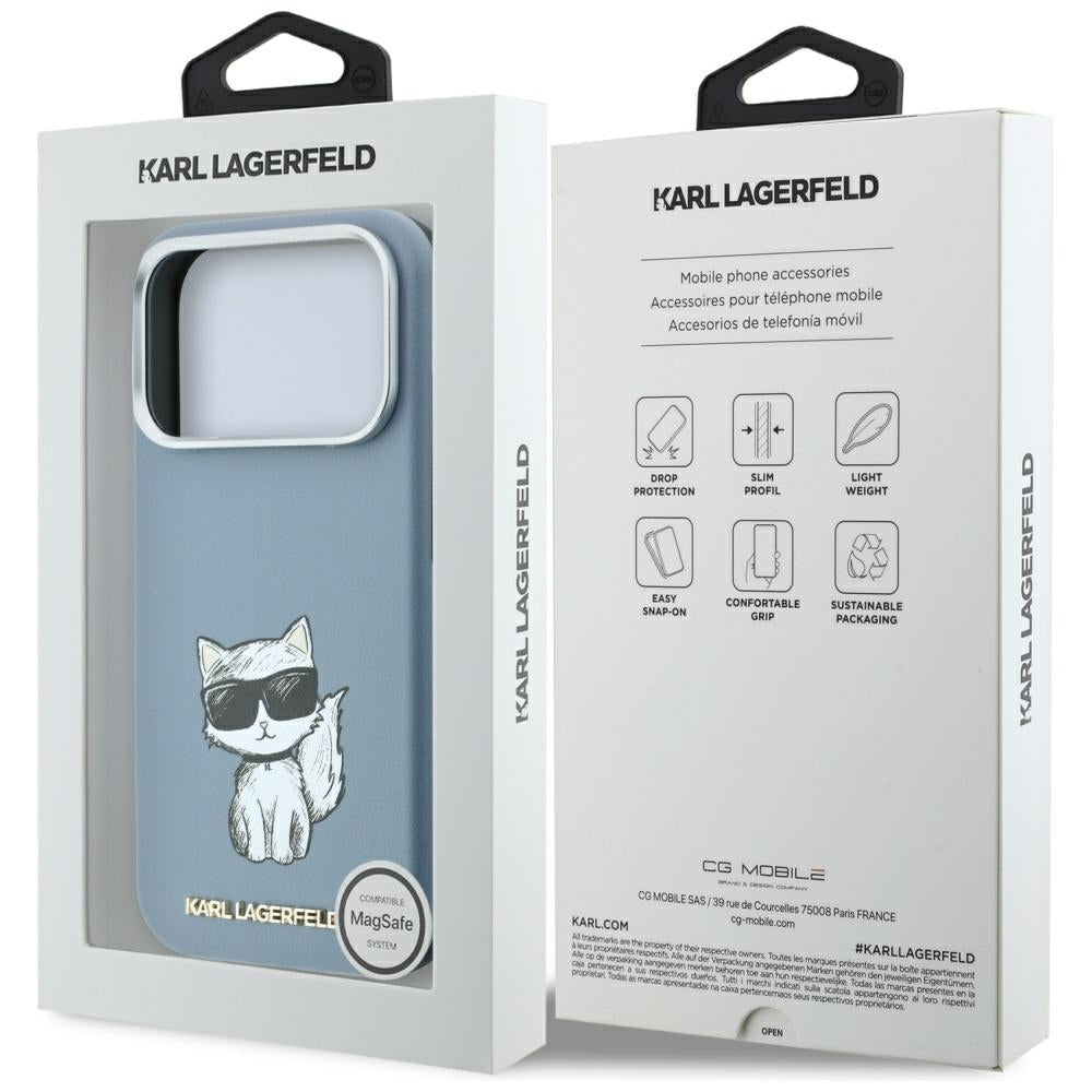 MagSafe-hoesje voor Apple iPhone 18 Pro Max / 17 Pro Max, Karl Lagerfeld, Choupette Sketch, Blauw