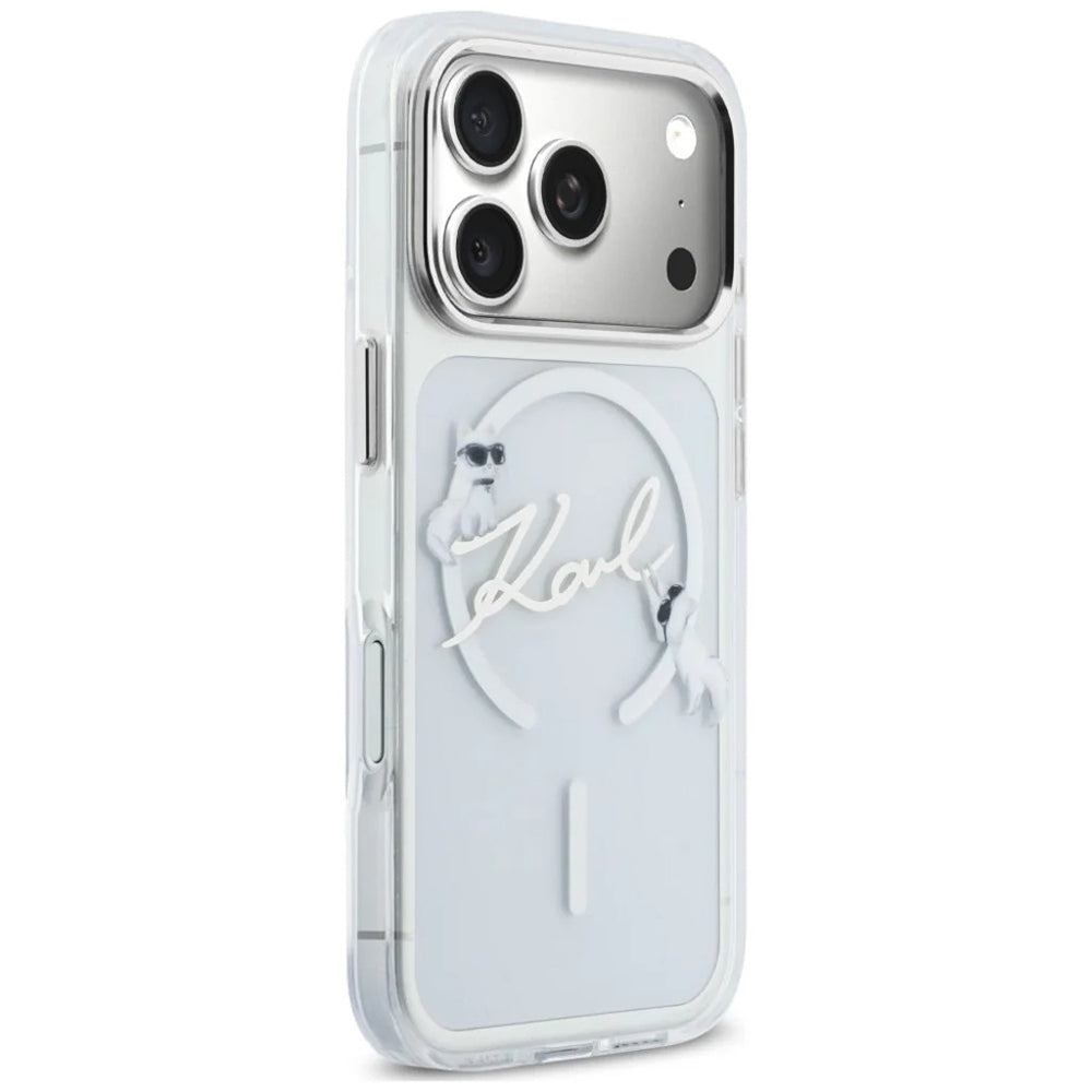 MagSafe-hoes voor Apple iPhone 18 Pro Max / 17 Pro Max, Karl Lagerfeld, IML Choupette Karl Script Logo, Transparant