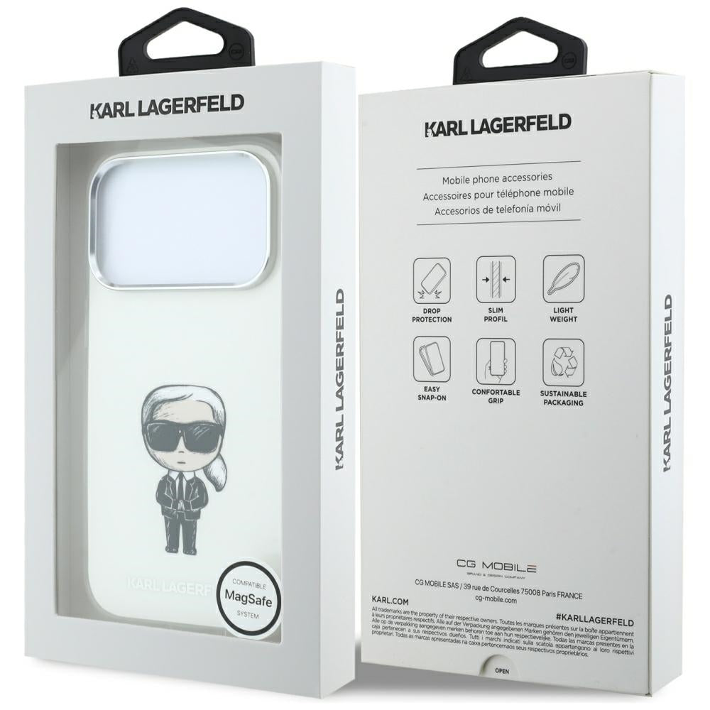 MagSafe-hoesje voor Apple iPhone 18 Pro Max / 17 Pro Max, Karl Lagerfeld, IML Ikonik Sketch Print, Beige