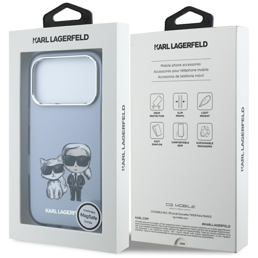 MagSafe-hoesje voor Apple iPhone 18 Pro Max / 17 Pro Max, Karl Lagerfeld, IML KC Bodies Sketch Print, Blauw