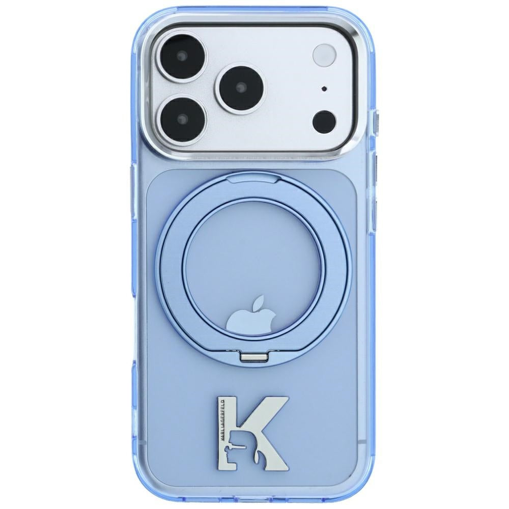 MagSafe-hoes voor Apple iPhone 18 Pro Max / 17 Pro Max, Karl Lagerfeld, IML Ring Stand Kameo Metaal, Blauw