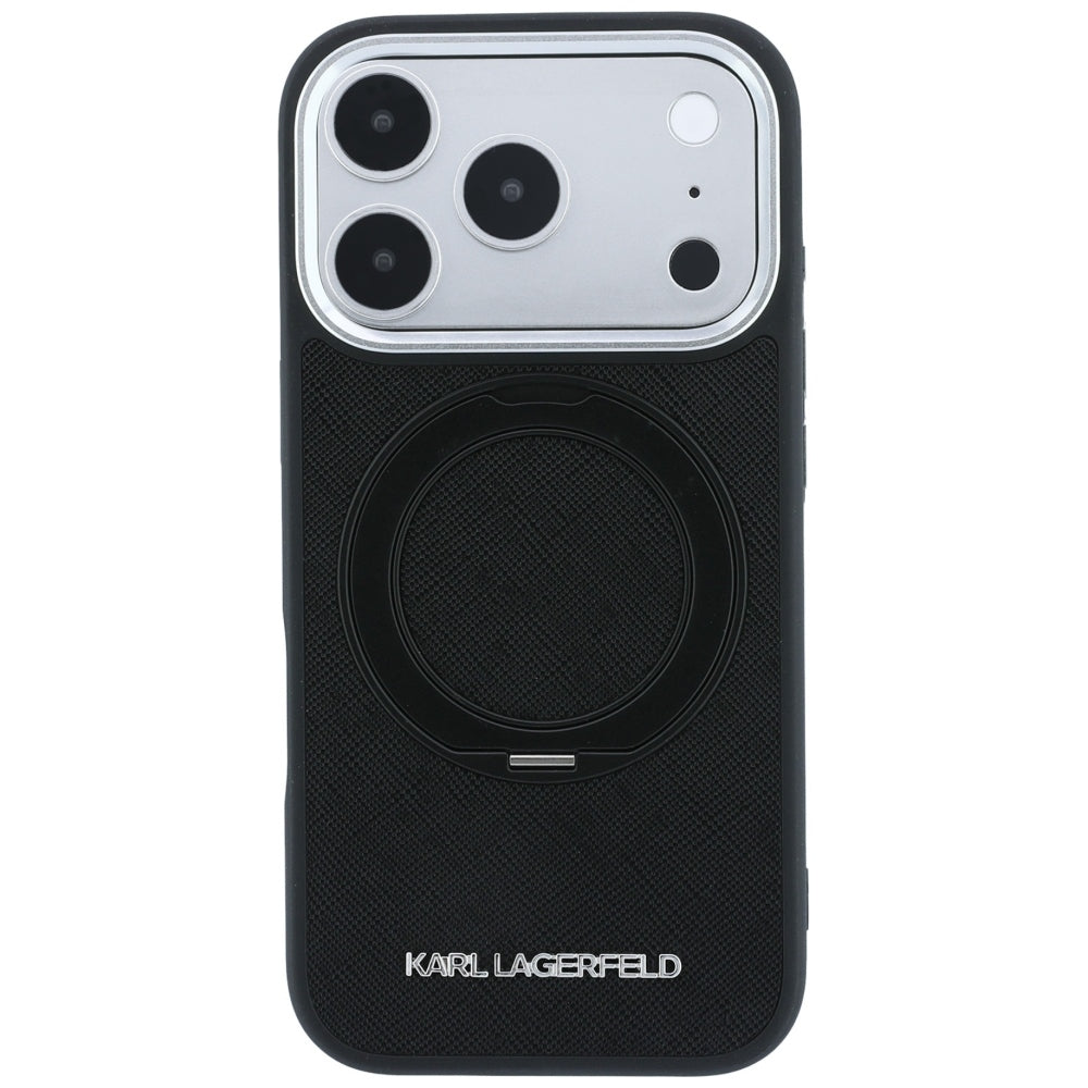 MagSafe-hoesje voor Apple iPhone 18 Pro Max / 17 Pro Max, Karl Lagerfeld, Ring Stand 360 Saffiano, Zwart