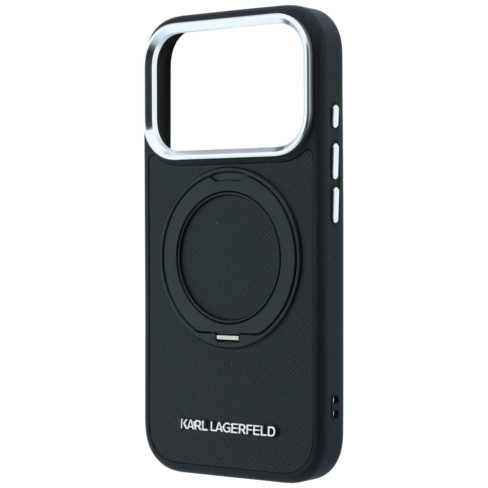 MagSafe-hoesje voor Apple iPhone 18 Pro Max / 17 Pro Max, Karl Lagerfeld, Ring Stand 360 Saffiano, Zwart