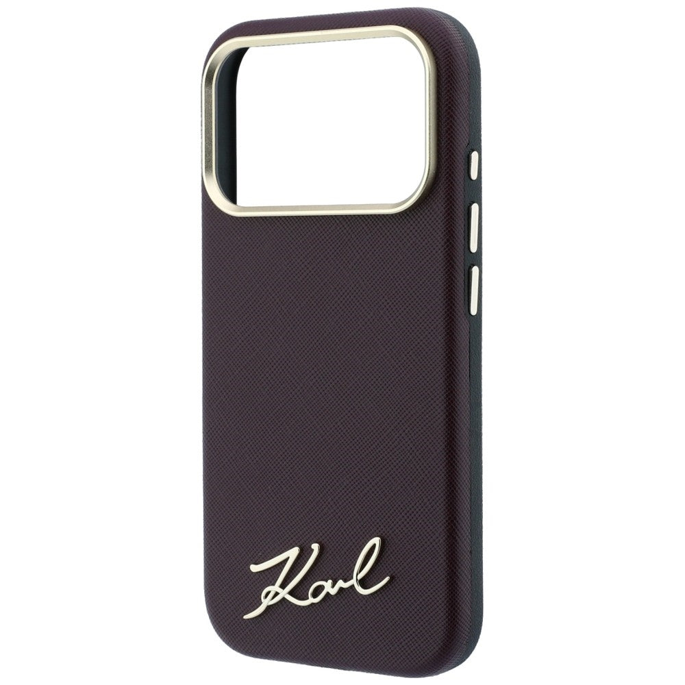 MagSafe-hoesje voor Apple iPhone 18 Pro Max / 17 Pro Max, Karl Lagerfeld, Saffiano Small Script Metal Logo, Bordeaux