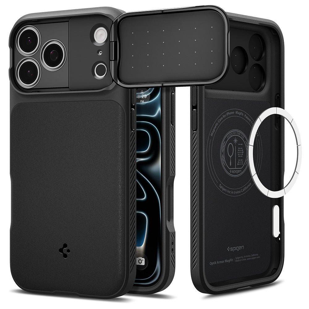 MagSafe-hoesje voor Apple iPhone 18 Pro Max / 17 Pro Max, Spigen, Optik Armor, Zwart ACS09900