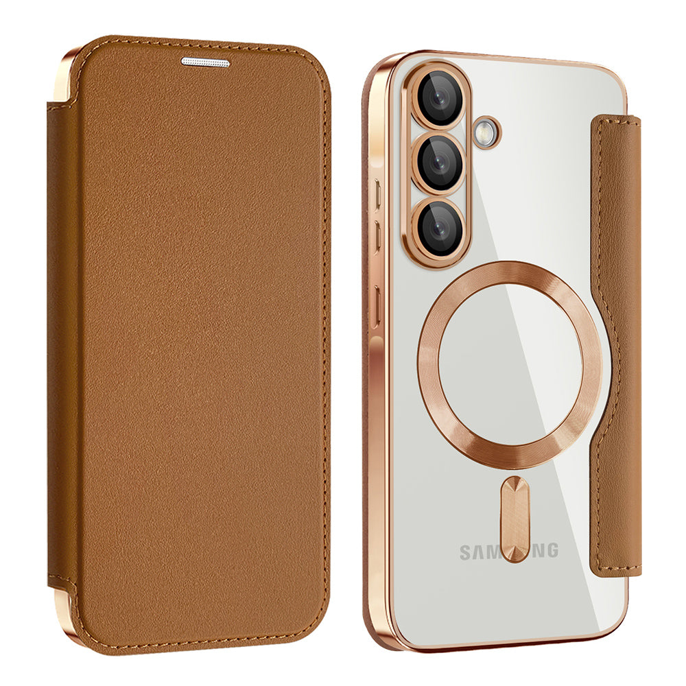 MagSafe hoes voor Samsung Galaxy A37 5G, Techsuit, SmartMag Book, Bruin