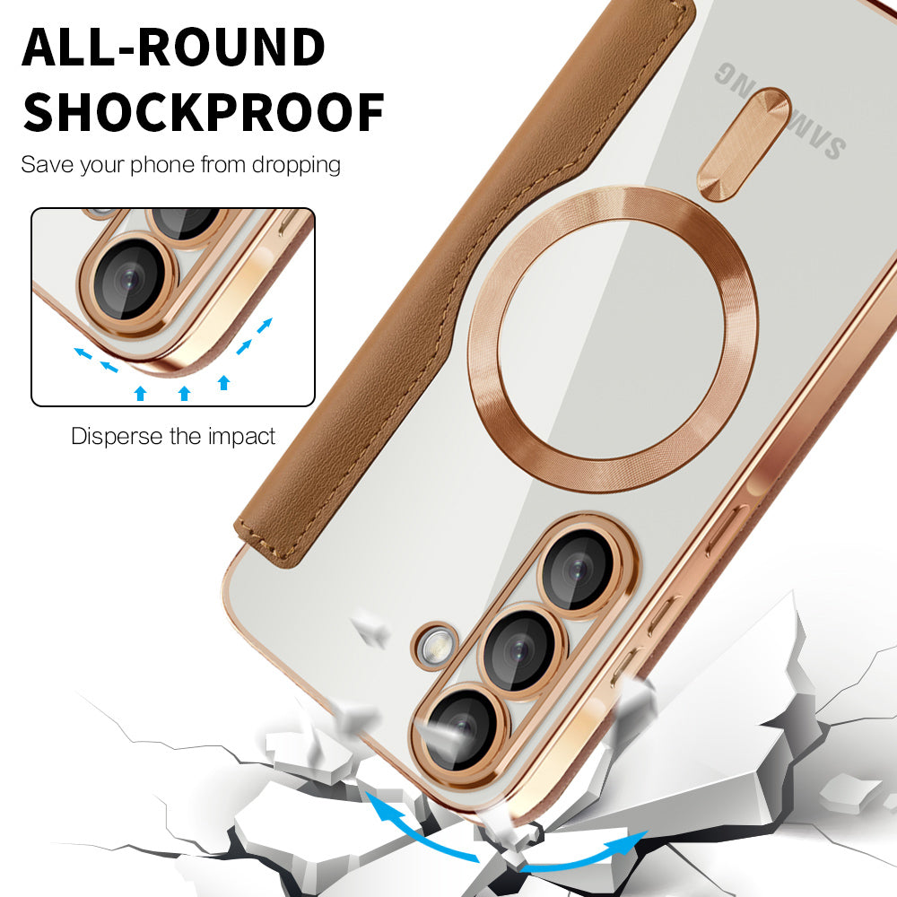MagSafe hoes voor Samsung Galaxy A37 5G, Techsuit, SmartMag Book, Bruin