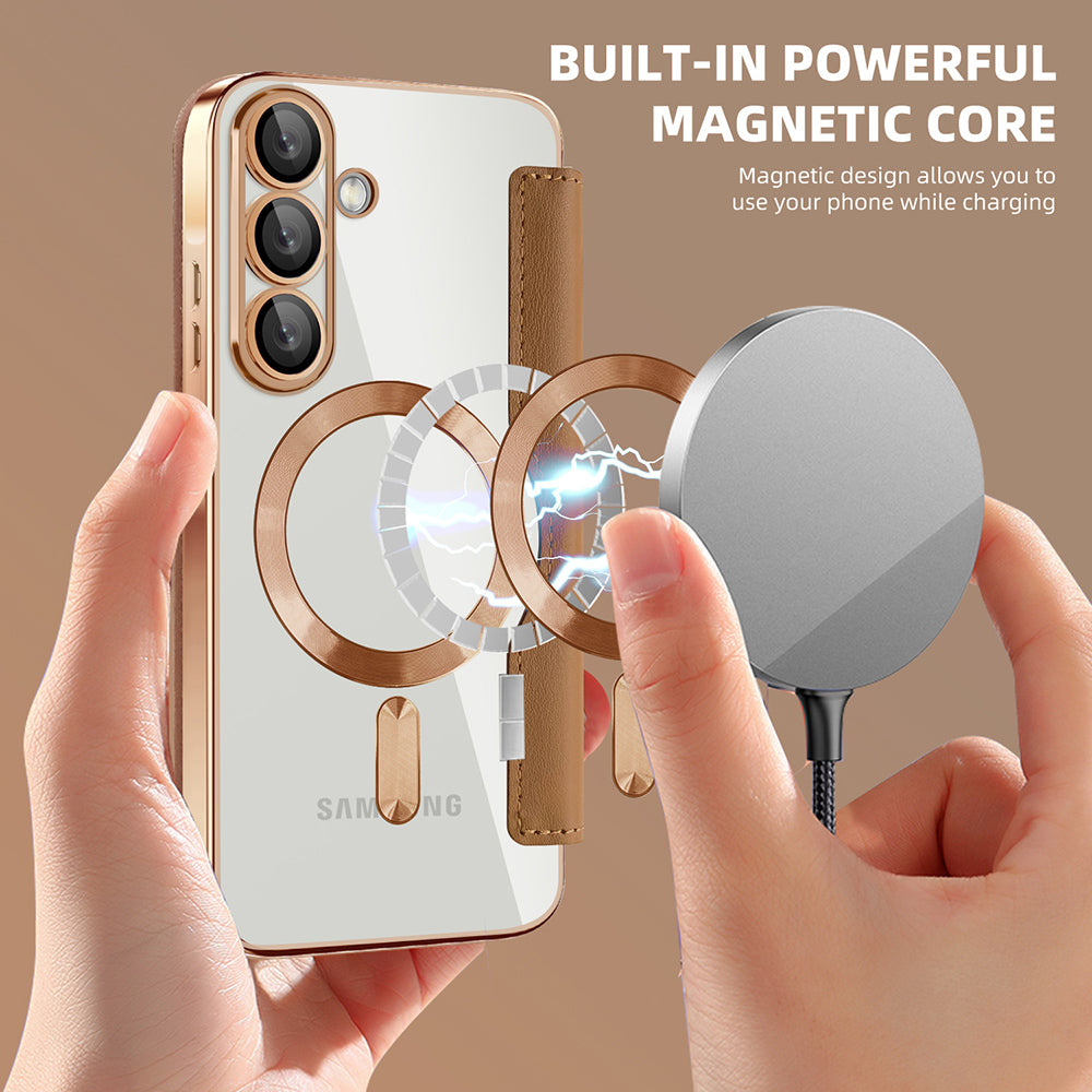 MagSafe hoes voor Samsung Galaxy A37 5G, Techsuit, SmartMag Book, Bruin