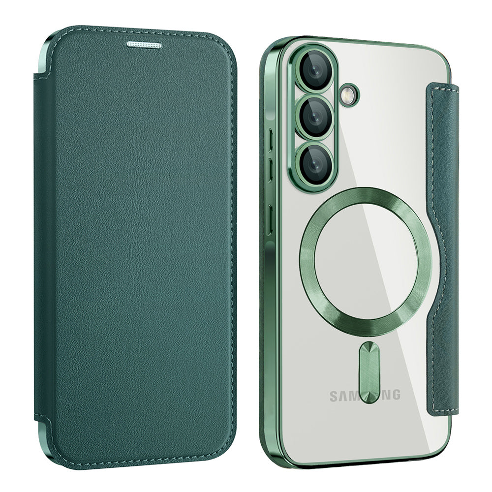 MagSafe hoes voor Samsung Galaxy A37 5G, Techsuit, SmartMag Book, Groen