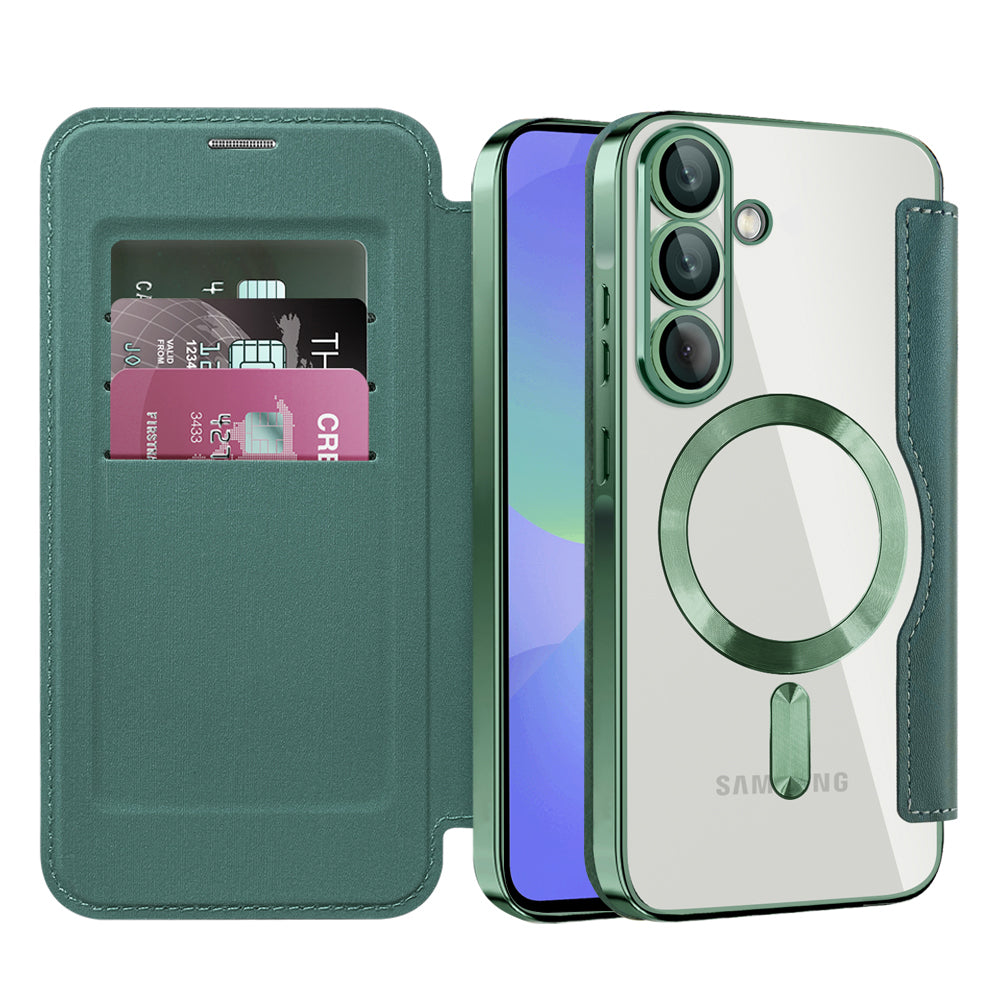 MagSafe hoes voor Samsung Galaxy A37 5G, Techsuit, SmartMag Book, Groen