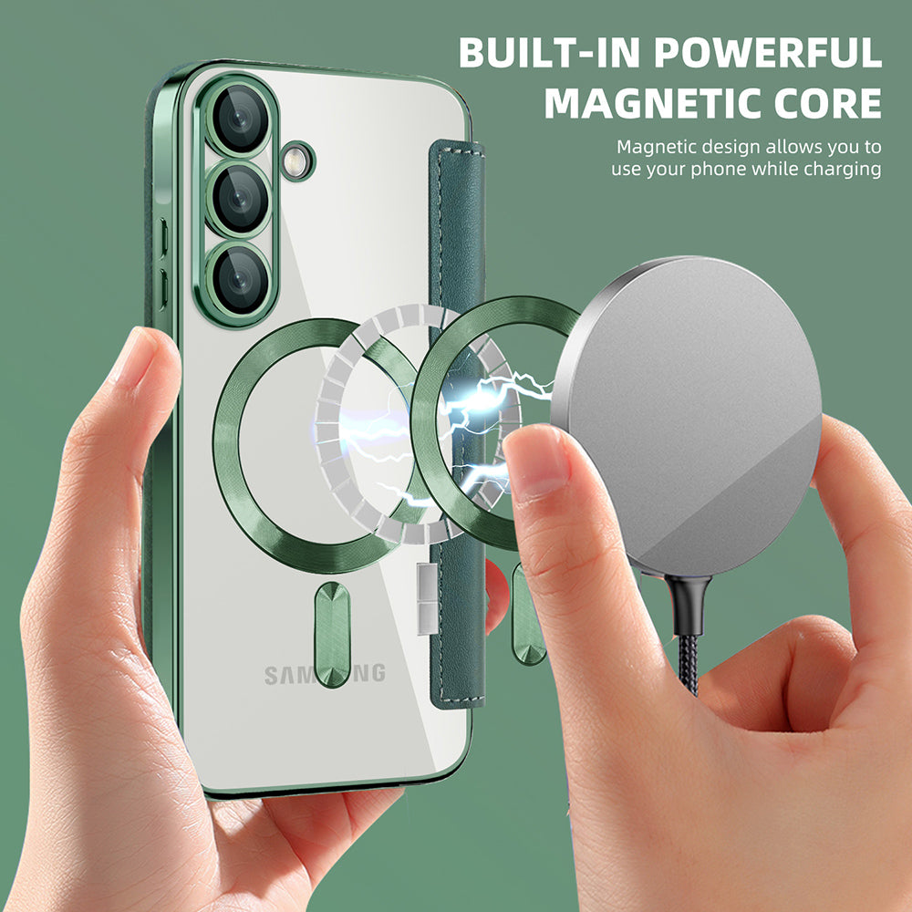 MagSafe hoes voor Samsung Galaxy A37 5G, Techsuit, SmartMag Book, Groen