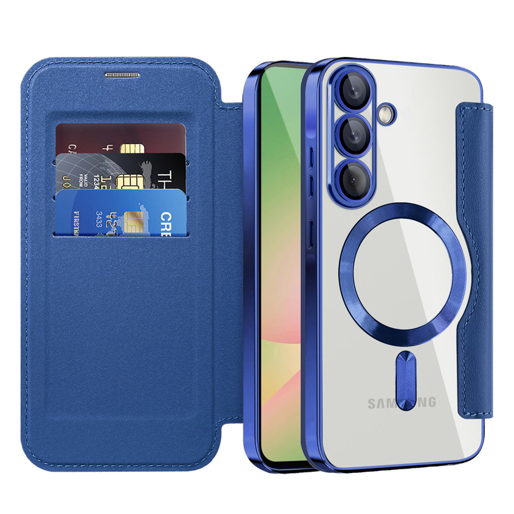 MagSafe Case for Samsung Galaxy A57 5G, Techsuit, SmartMag Book, Blue