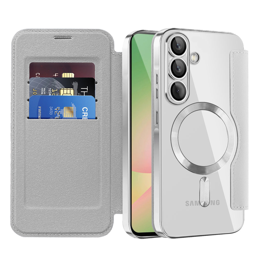 MagSafe hoes voor Samsung Galaxy A57 5G, Techsuit, SmartMag Book, Gri