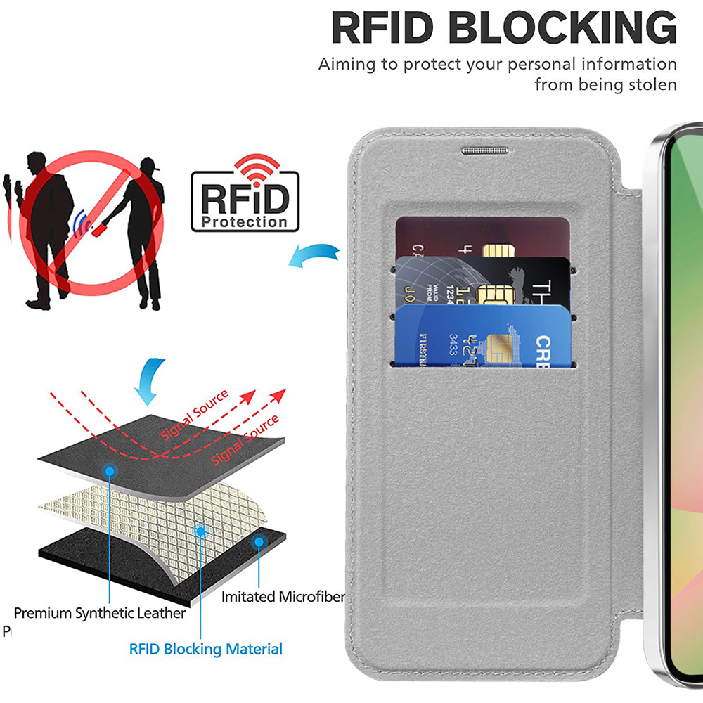 MagSafe hoes voor Samsung Galaxy A57 5G, Techsuit, SmartMag Book, Gri