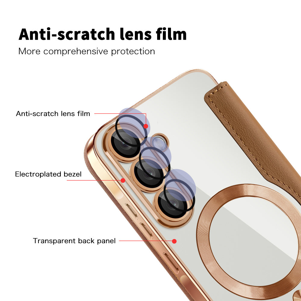 MagSafe Case for Samsung Galaxy A57 5G, Techsuit, SmartMag Book, Brown