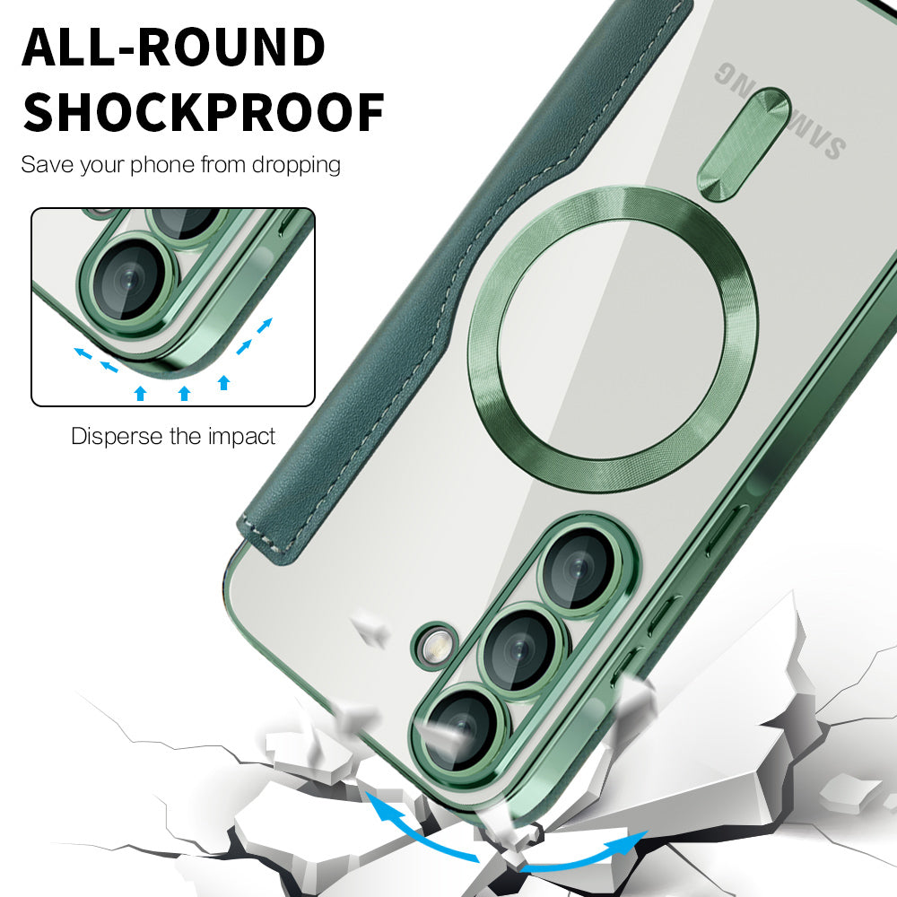 MagSafe Case for Samsung Galaxy A57 5G, Techsuit, SmartMag Book, Green