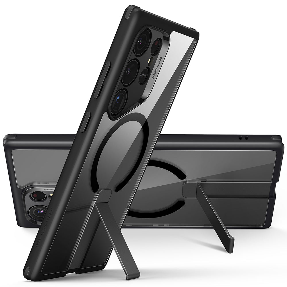 MagSafe hoes voor Samsung Galaxy S24 Ultra S928, ESR, Boost Flickstand, Transparant Zwart