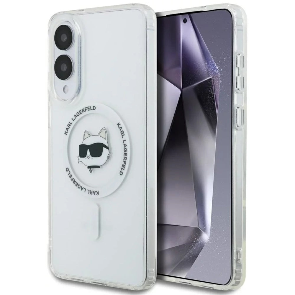 MagSafe hoesje voor Samsung Galaxy S25 Edge S937, Karl Lagerfeld, IML Choupette's Head, Wit