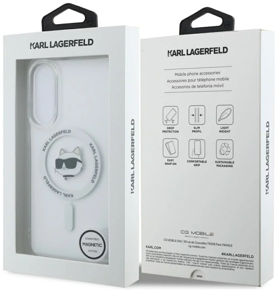 MagSafe hoesje voor Samsung Galaxy S25 Edge S937, Karl Lagerfeld, IML Choupette's Head, Wit