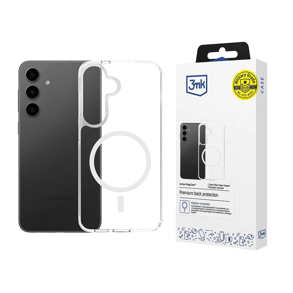 MagSafe hoesje voor Samsung Galaxy S25 FE, 3MK, Armor MagCase, Transparant