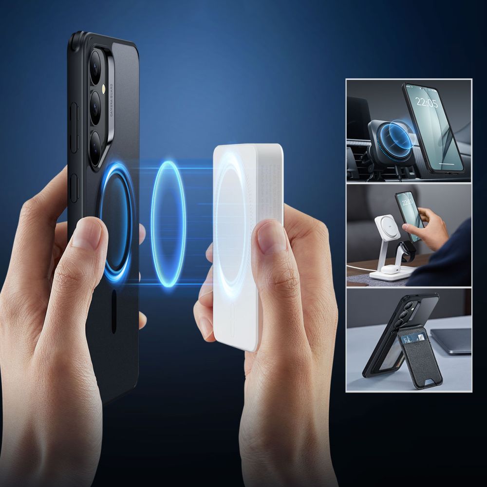 MagSafe hoesje voor Samsung Galaxy S25+ S936, ESR, Classic Hybrid, Satijnzwart