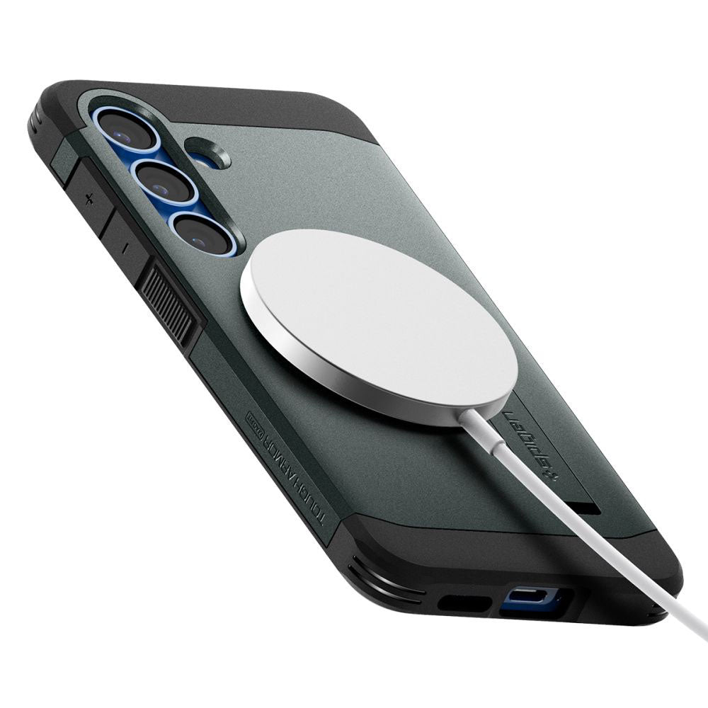 MagSafe hoesje voor Samsung Galaxy S25+ S936, Spigen, Tough Armor, Groen ACS08989
