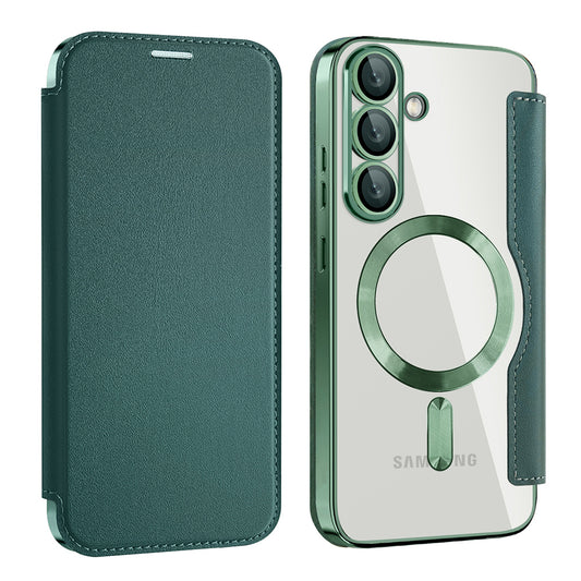 MagSafe-hoes voor Samsung Galaxy S25+ S936, Techsuit, SmartMag Book, Groen