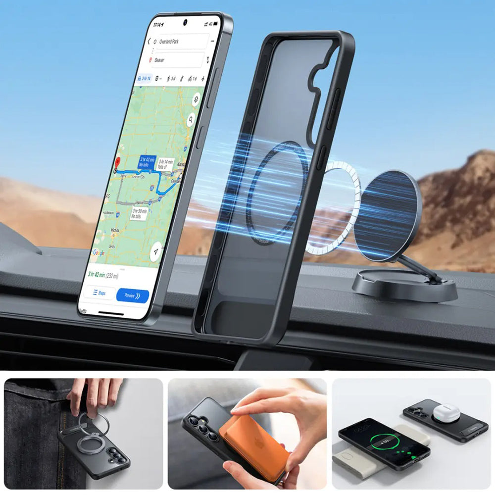 MagSafe Case for Samsung Galaxy S25+ S936, Torras, Pstand, Black