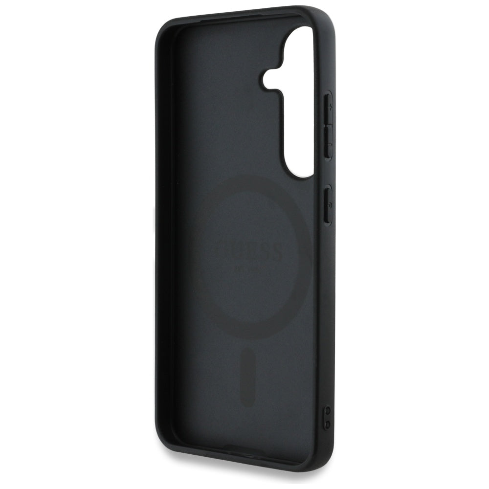 MagSafe Case for Samsung Galaxy S25 S931, Guess, Grained Flowers, Black