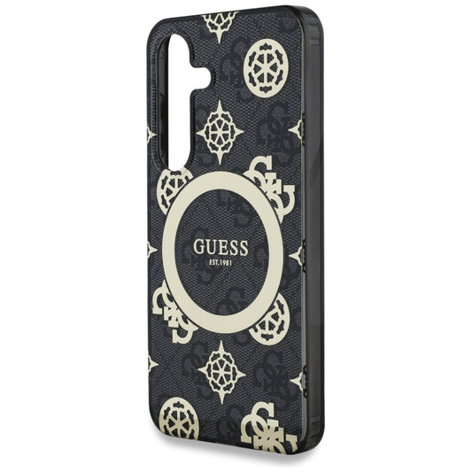 MagSafe hoesje voor Samsung Galaxy S25 S931, Guess, IML Peony On 4G Background, Zwart