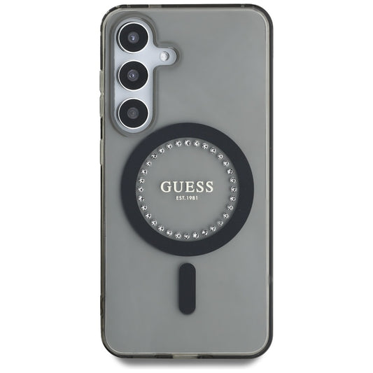 MagSafe hoesje voor Samsung Galaxy S25 S931, Guess, IML Rhinestone, Zwart