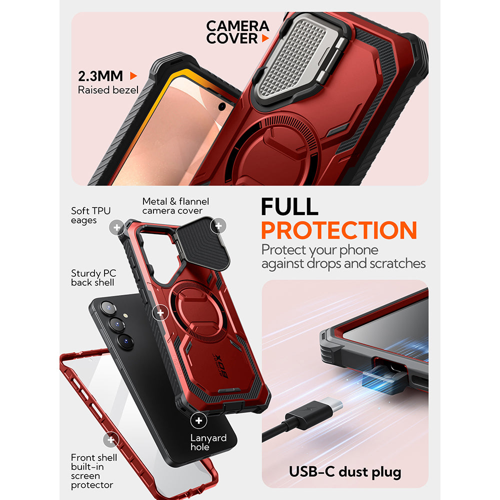 MagSafe hoes voor Samsung Galaxy S25 S931, i-Blason, ArmorBox, Rood