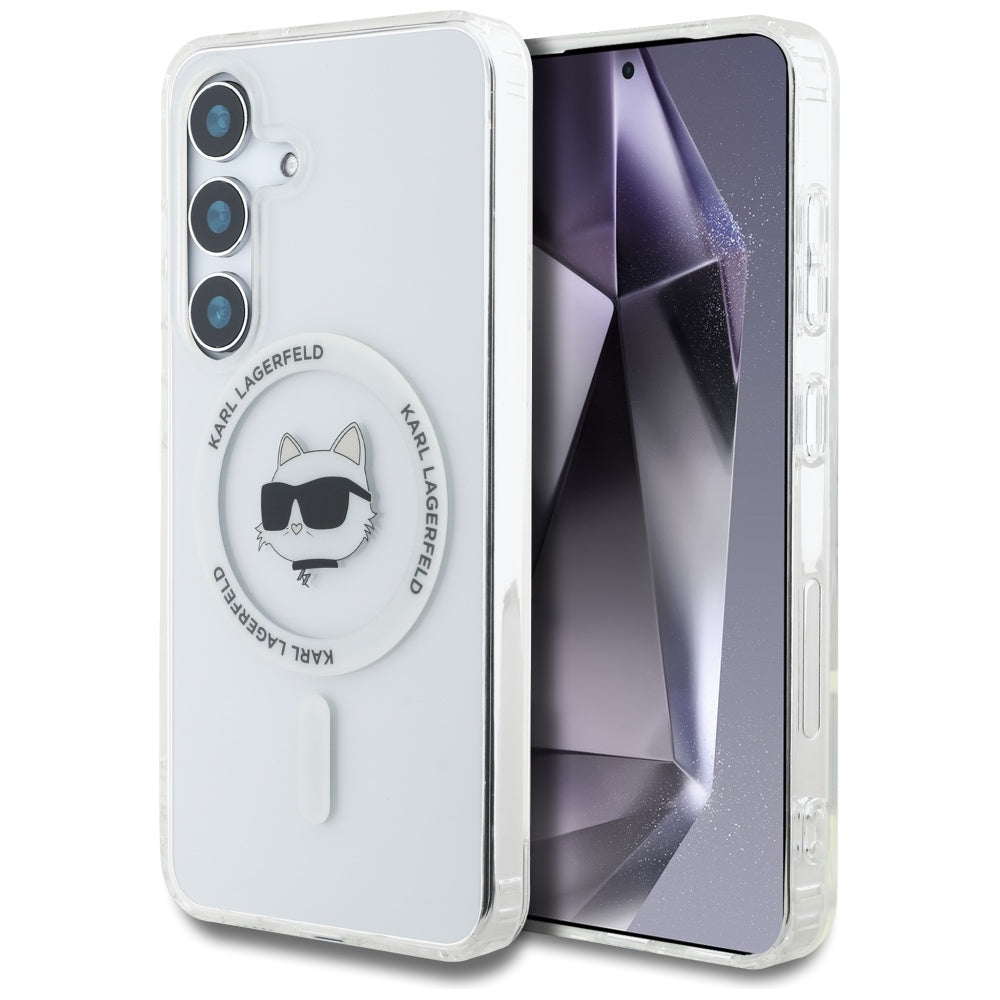 MagSafe hoesje voor Samsung Galaxy S25 S931, Karl Lagerfeld, IML Choupette's Head, Wit