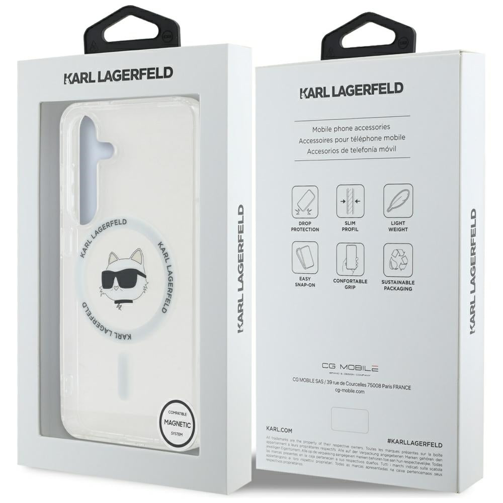 MagSafe hoesje voor Samsung Galaxy S25 S931, Karl Lagerfeld, IML Choupette's Head, Wit