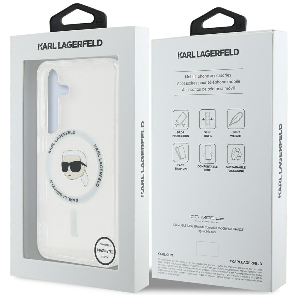 MagSafe hoesje voor Samsung Galaxy S25 S931, Karl Lagerfeld, IML Karl's Head, Wit