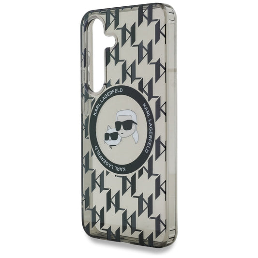 MagSafe hoesje voor Samsung Galaxy S25 S931, Karl Lagerfeld, IML Monogram Karl & Choupette's Heads, Zwart
