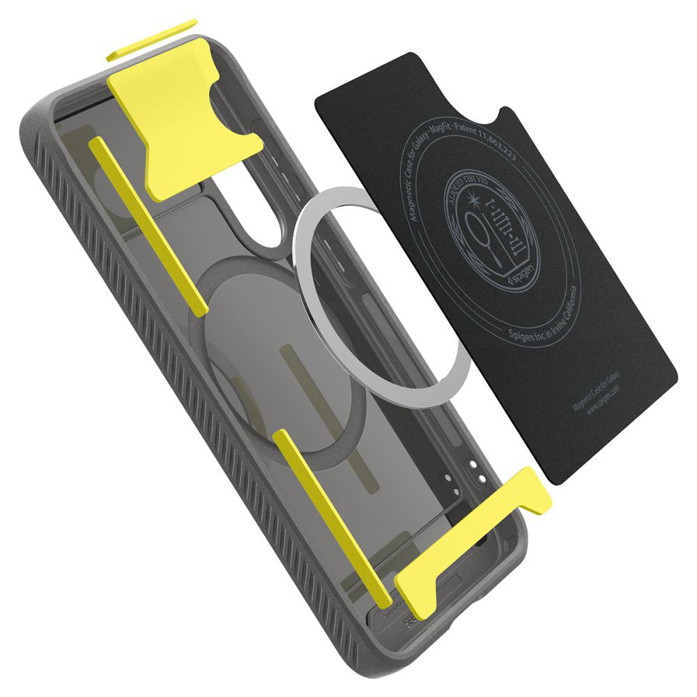 MagSafe hoesje voor Samsung Galaxy S25 S931, Spigen, Rugged Armor, Grijs ACS08999