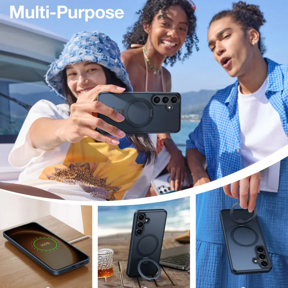 MagSafe hoes voor Samsung Galaxy S25 S931, Torras, Ostand, Zwart