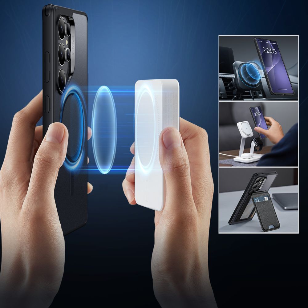 MagSafe hoesje voor Samsung Galaxy S25 Ultra S938, ESR, Classic Hybrid, Satijnzwart