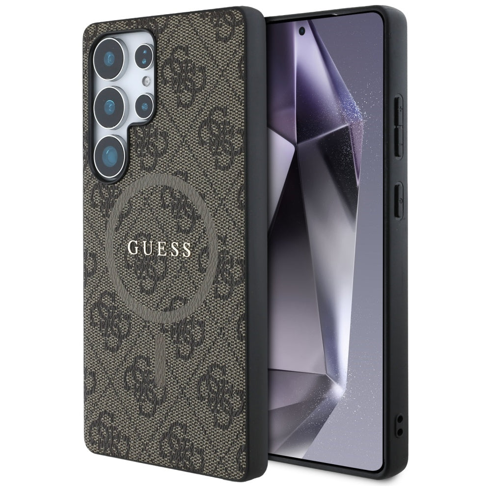 MagSafe hoesje voor Samsung Galaxy S25 Ultra S938, Guess, 4G Ring Classic Logo, Bruin
