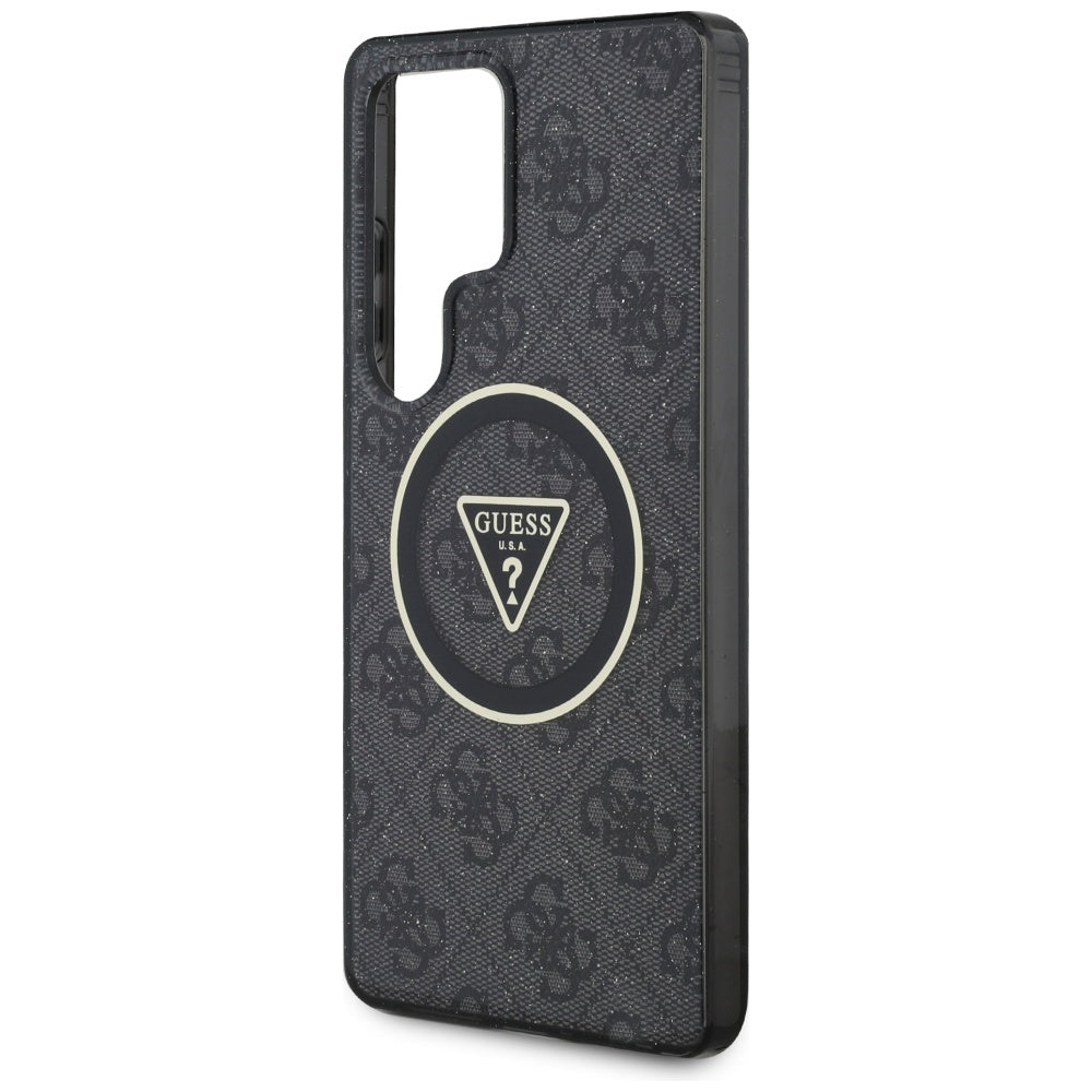 MagSafe hoesje voor Samsung Galaxy S25 Ultra S938, Guess, IML Glitter 4G Circle Triangle, Zwart