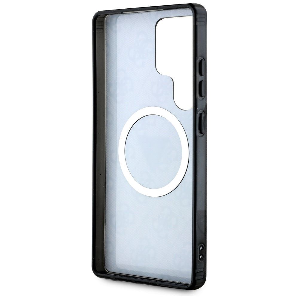 MagSafe hoesje voor Samsung Galaxy S25 Ultra S938, Guess, IML Glitter 4G Circle Triangle, Zwart